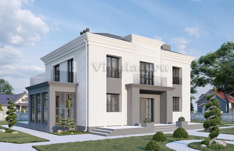 Двухэтажный дом с оранжереей, балконами, тремя спальнями и гостевой