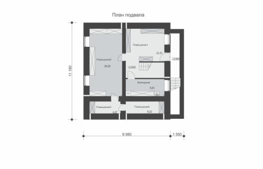 Двухэтажный дом с подвалом, балконом и четырьмя спальнями