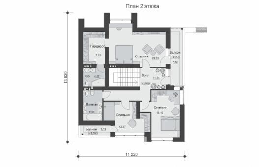 Двухэтажный дом с террасой, кабинетом и просторной гостиной